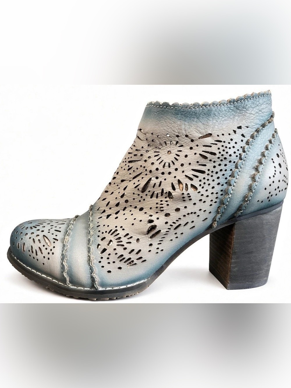 L'Artiste by Spring Step Icon-Met Blue Cutout Ankle Boots